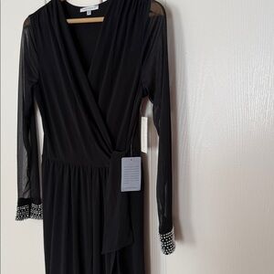 Chic Black Long Sleeve Wrap jumpsuit